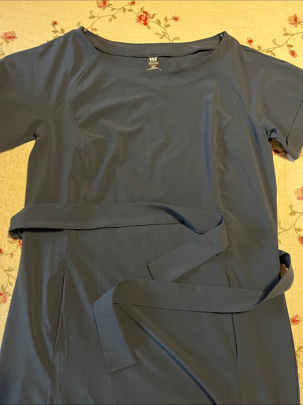 Helly Hansen Navy Short Sleeve Mini Dress with Waist Tie